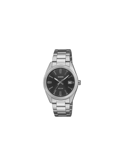 Casio Timeless unisex sat sa crnim brojčanikom i srebrnim kućištem. Analogni kvarcni mehanizam i vodootpornost do 50 m. Naruči online!