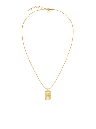 Ogrlica u zlatnom tonu sa priveskom deteline sa četiri lista i diskretnim cirkonima. Bezvremenski i elegantan simbol sreće.