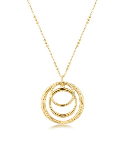 Brosway Amy ženska dugačka ogrlica u boji žutog zlata sa visećim privescima u obliku krugova. Moderan i elegantan nakit za svakodnevno nošenje.