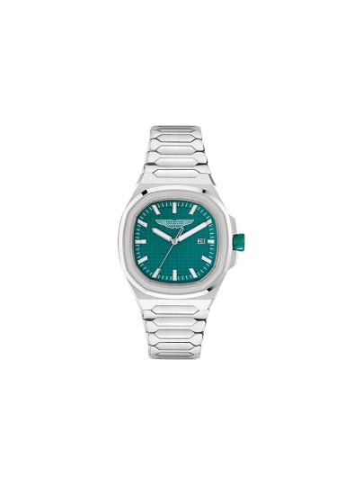 Aston Martin GPQ muški sat sa zelenim brojčanikom i kućištem od nerđajućeg čelika. Kućište 42 mm, datumski prikaz i elegantan dizajn. Naruči online!