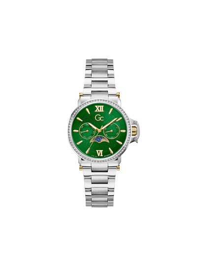 Gc Moon Chic ženski sat sa zelenim sunray brojčanikom i funkcijom mesečevih mena. Safirno staklo i švajcarski mehanizam. Poruči online!