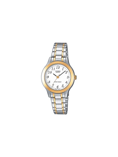 Ženski Casio analogni sat u kombinaciji srebrne i zlatne boje sa elegantnim klasičnim dizajnom. Kućište od nerđajućeg čelika i prepoznatljiv Timeless stil.