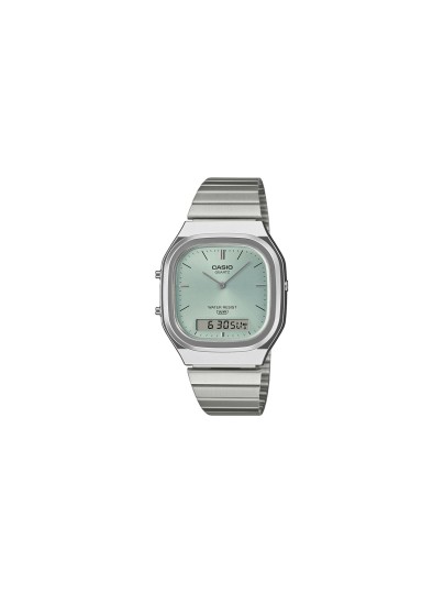 Casio Vintage unisex sat sa svetlo plavim brojčanikom i analogno-digitalnim prikazom. Druga vremenska zona, štoperica i retro dizajn.