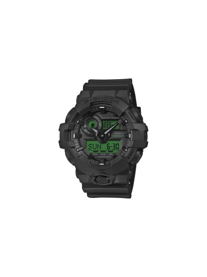 G-SHOCK analogno-digitalni sat sa crnim kućištem i elektrozelenim detaljima. Otporan na udarce i vodootporan do 200 m. Poruči online!