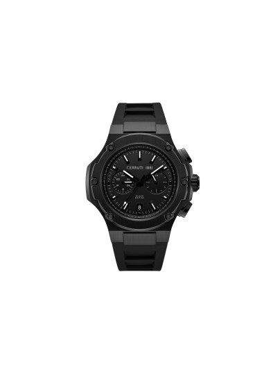 Cerutti LUCARDO BLACK EDITION muški sat sa dual time funkcijom i crnom silikonskom narukvicom. Vodootpornost 100 m i sportski dizajn.