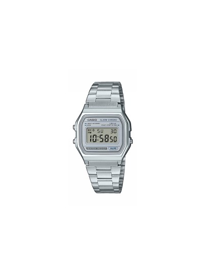 Kultni CASIO Vintage A158WEA-7EF unisex sat. Retro dizajn u srebrnom tonu sa digitalnim prikazom, LED svetlom i baterijom od 7 godina. Večna klasika za svaki dan.