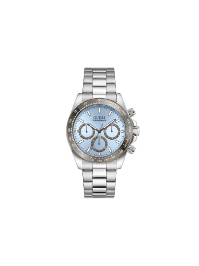 GUESS Arthur GW1058G1 muški sportski hronograf. Čelično kućište od 42mm sa gunmetal koronom i ledeno plavim brojčanikom. Vodootporan 50m.