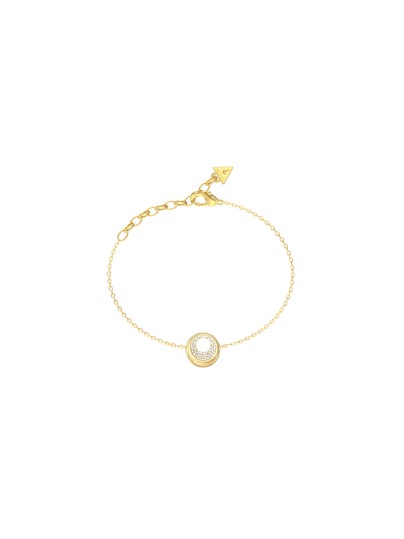 Guess ženska narukvica od nerđajućeg čelika u boji žutog zlata sa cirkonima. Elegantna i podesiva. Poručite online i istaknite svoj stil!