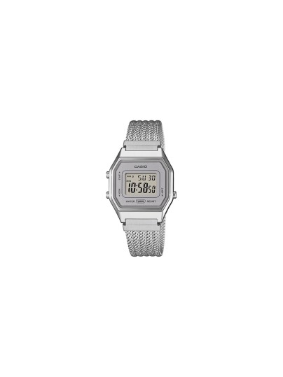 Ženski Casio sat iz Vintage linije sa gumenim kućištem srebrne boje i narukvicom od nerđajućeg čelika mesh dizajna. Poruči odmah.