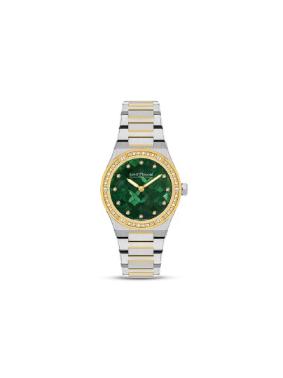 Saint Honore Paris Haussman Lady ženski sat sa zelenim mozaik sedefnim brojčanikom i 48 dijamanata. Kvarcni mehanizam, Made in France. Naruči online!