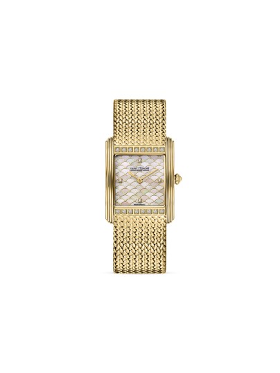 Saint Honore Paris Palais Royal ženski sat u boji žutog zlata sa kvadratnim kućištem, sedefnim brojčanikom i 16 dijamanata. Made in France. Naruči online!