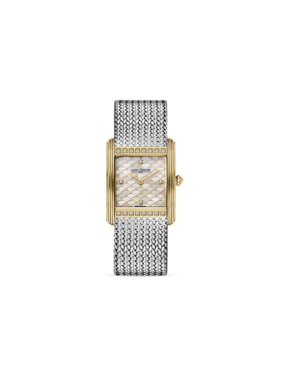 Saint Honore Paris Palais Royal ženski sat u boji žutog zlata sa kvadratnim kućištem, safirnim brojčanikom i 16 dijamanata. Made in France. Naruči online!