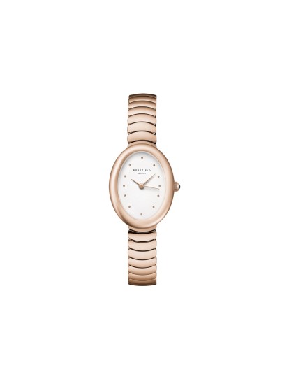 Rosefield OVAL ženski sat u boji roze zlata sa ovalnim kućištem. Mineralno staklo, narukvica od čelika i elegantan dizajn. Naruči online!